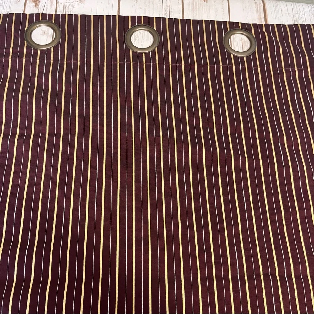 Maroon Burgandy Gold Striped Curtain Panel with Grommets 3‎ panels